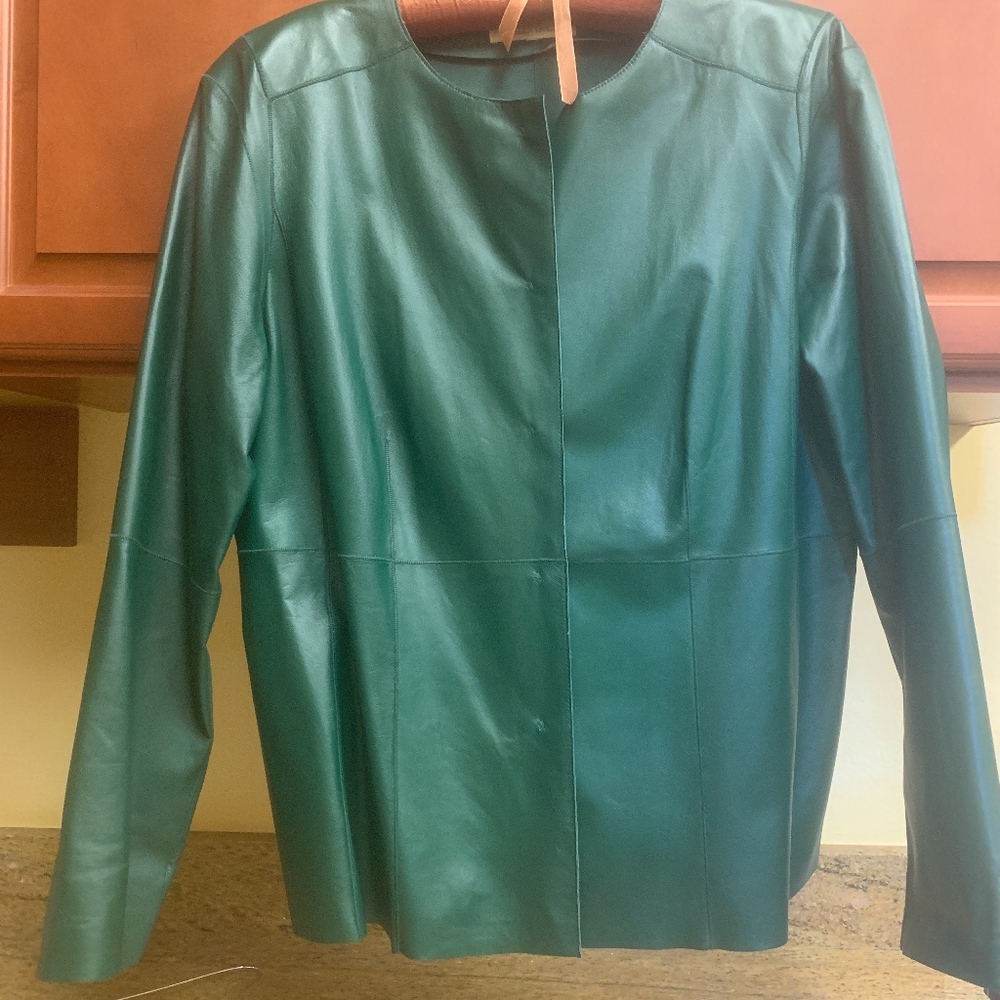 SOLF GREEN ELLEN TRACY LEATHER JACKET